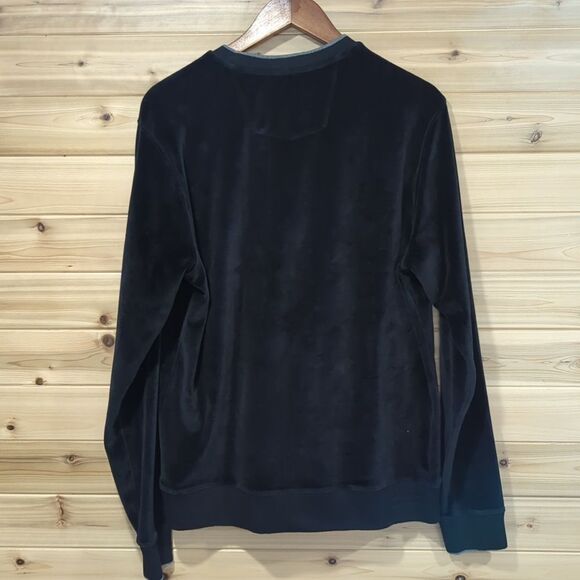 Robert Graham Top Mens Medium Black Velour Pullover Embroidered Logo - Picture 4 of 8
